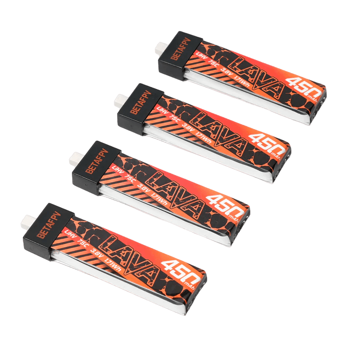 BETAFPV LAVA 1S 450mAh 75C LiHV Akumuliatoriai (4 vnt.)